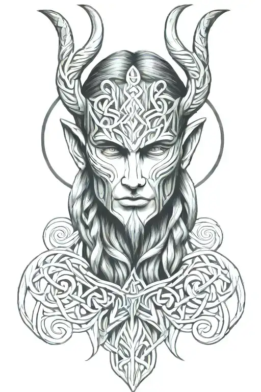 norse loki god knotwork design inspired tattoo design idea