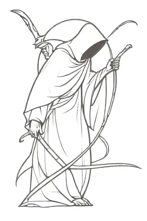 grim reaper with scythe tattoo design idea