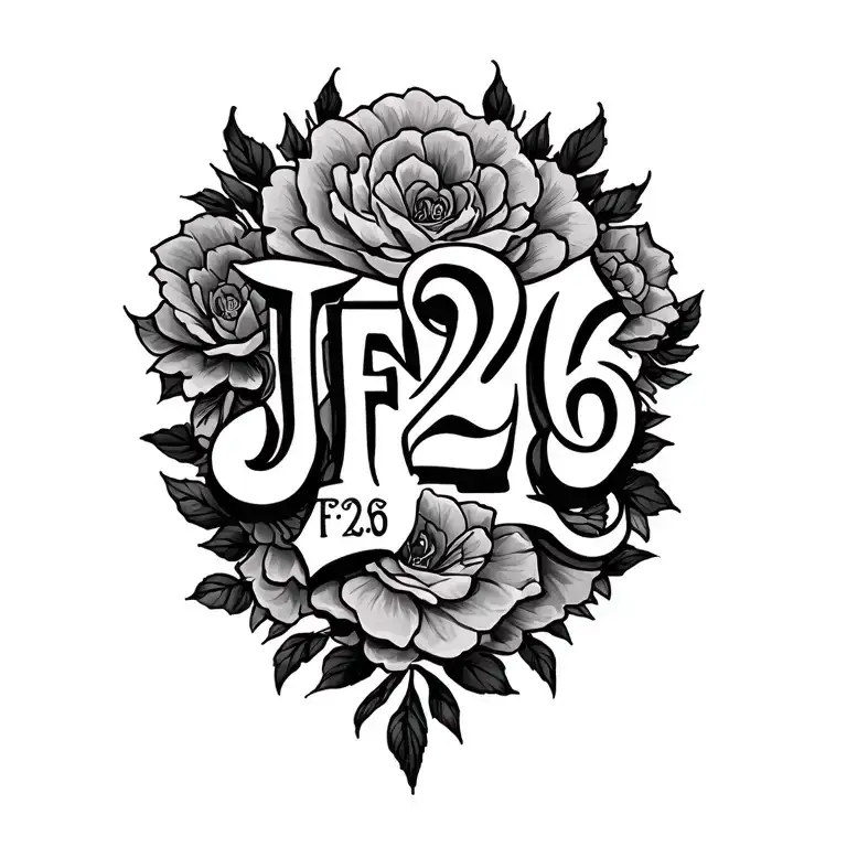 kids initials JF23 BF26 tattoo design idea