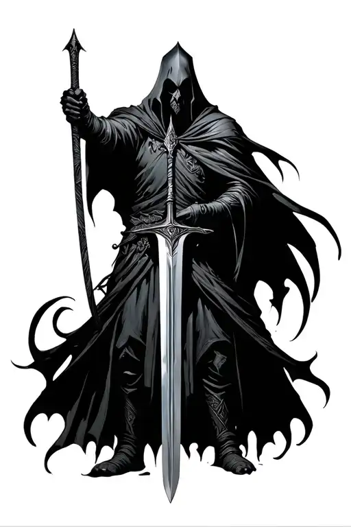 nazgul wielding a sword tattoo design idea