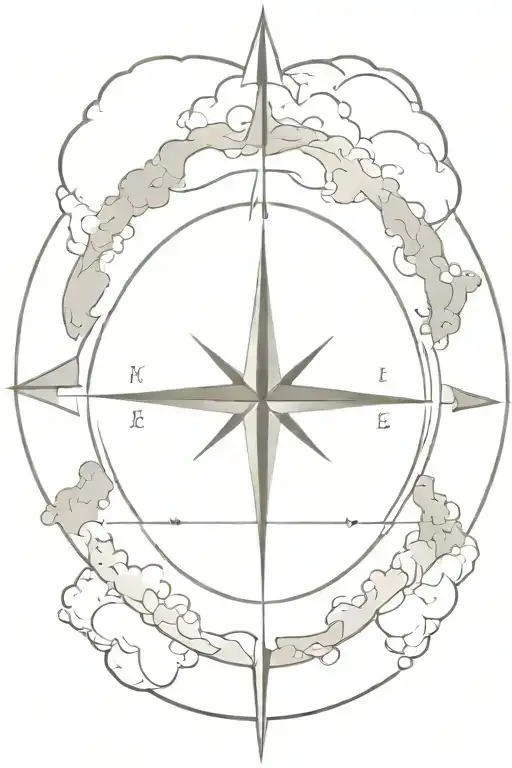 compass clouds surrounding tattoo design idea