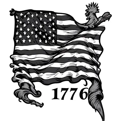 1776 with American flag tattoo design idea