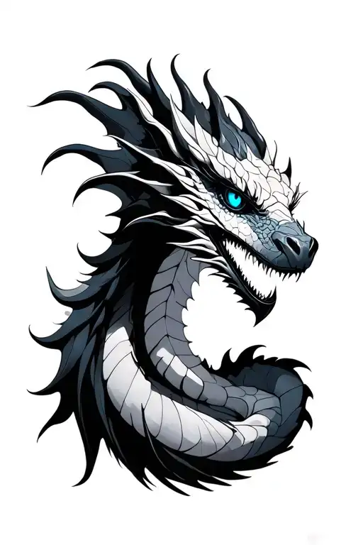 Blue eyes white dragon tattoo design idea