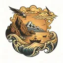 Ocean and Mountains tattoo design idea