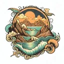 Ocean and Mountains tattoo design idea
