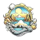 Ocean and Mountains tattoo design idea