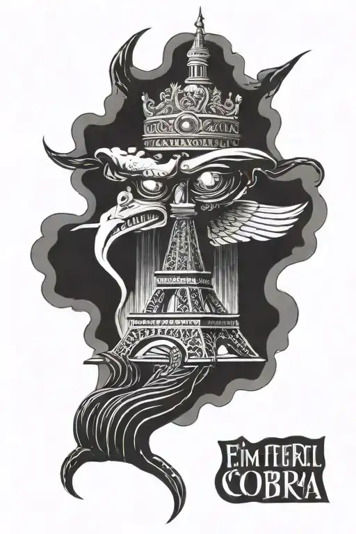 Eiffel I'm a cobra tower in a sphinx crown made tattoo design idea