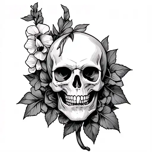 snapdragon with skulls tattoo design idea