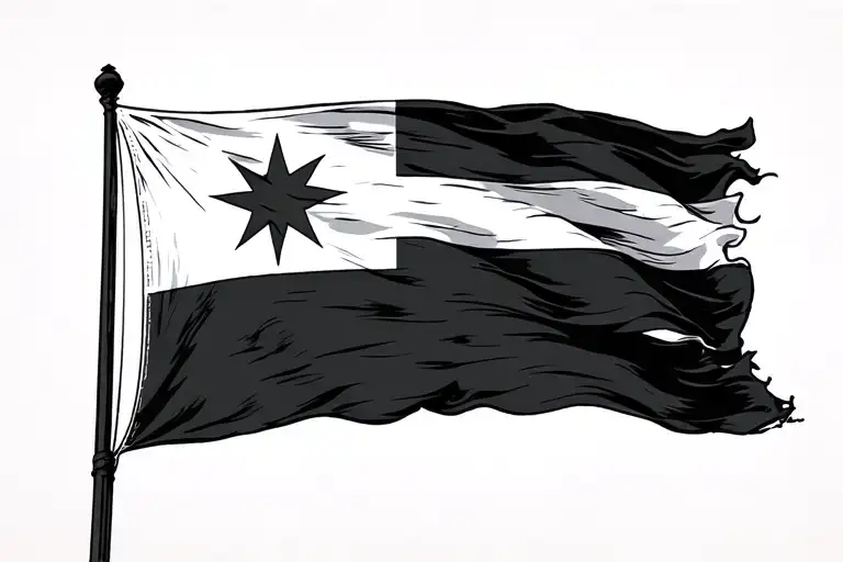 minimalist chicago flag using fine lines and black ink  tattoo design idea