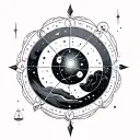 Libra Aquarius constellation merging tattoo design idea
