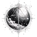 Libra Aquarius constellation merging tattoo design idea
