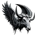 Taureau head with an arc Angel Killing tattoo design idea