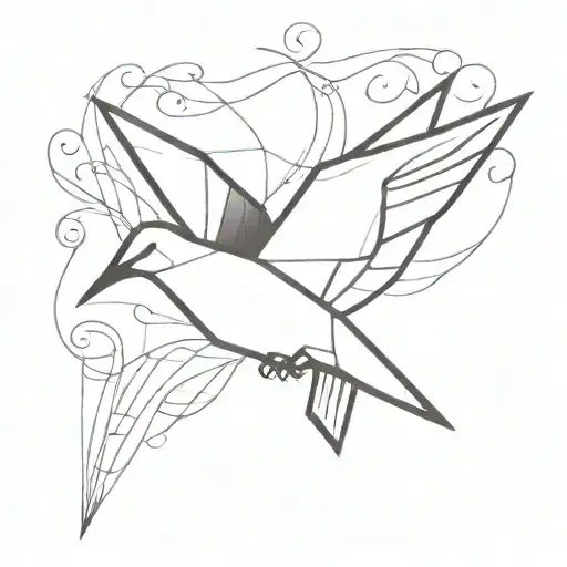 origami dove flying tattoo design idea