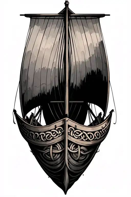 Viking Longship (Me): My hull shall be curved and sleek, with intricate carvings of Norse runes and knotwork tattoo design idea
