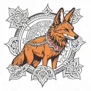 red Ethiopian wolf tattoo design idea