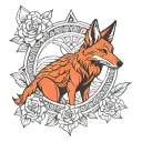 red Ethiopian wolf tattoo design idea