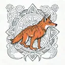 red Ethiopian wolf tattoo design idea