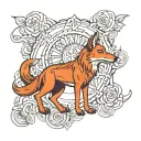 red Ethiopian wolf tattoo design idea