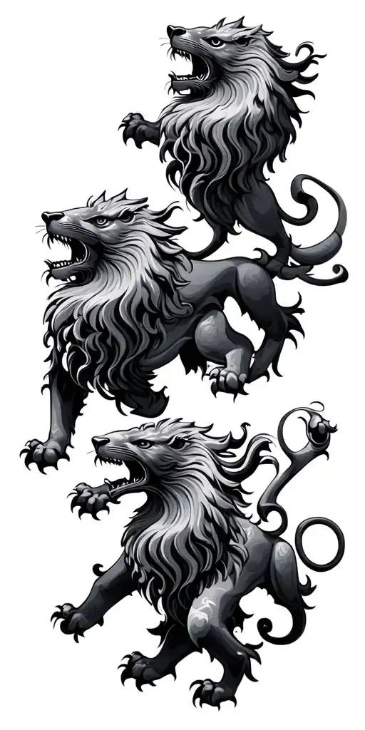 three lions, England theme tattoo design idea