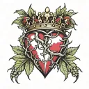 bleeding heart wearing crown of thorns tattoo design idea