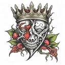 bleeding heart wearing crown of thorns tattoo design idea