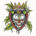 bleeding heart wearing crown of thorns tattoo design idea