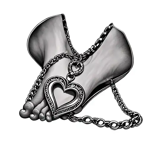 ankle chain with a heart -shaped pendant tattoo design idea