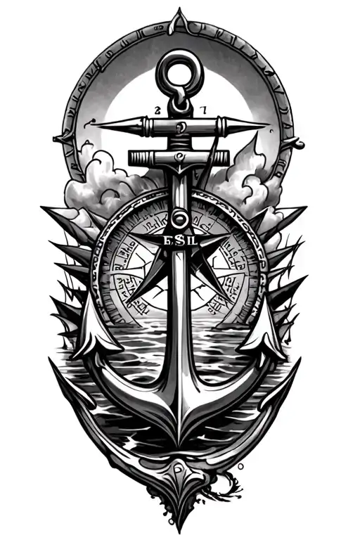boat, compass, anchor tattoo tattoo design idea