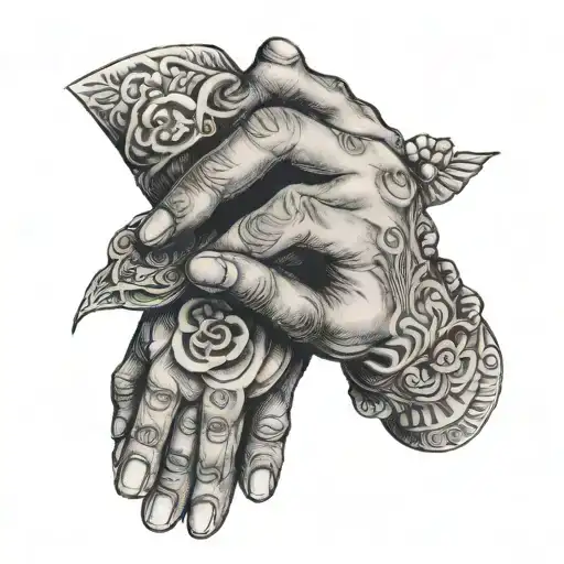 praying hands holding each tattoo design idea