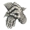 praying hands holding each tattoo design idea