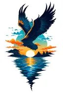 stormy sky transitioning to a rising sun rising tattoo design idea