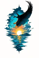 stormy sky transitioning to a rising sun rising tattoo design idea