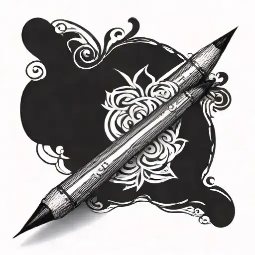 A tattoo design combining a pencil and a paintbrush to represent your passion for drawing tattoo design idea