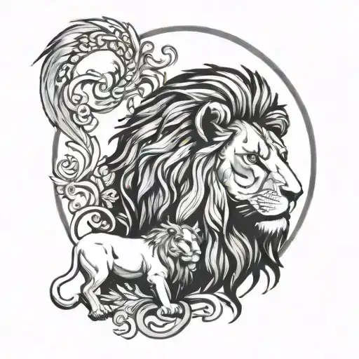 lion and lamb trible tattoo tattoo design idea