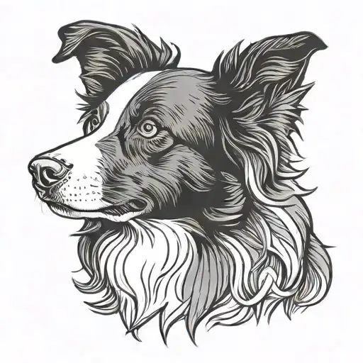 border collie outline tattoo design idea
