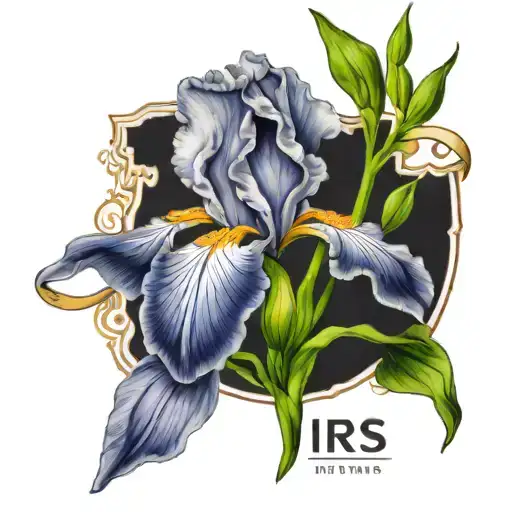 iris flower with name iris  tattoo design idea