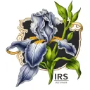 iris flower with name iris  tattoo design idea