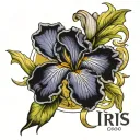 iris flower with name iris  tattoo design idea