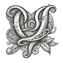 cursive letter E with a heart connecting the letter L tattoo design idea