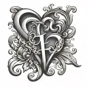cursive letter E with a heart connecting the letter L tattoo design idea