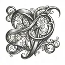 cursive letter E with a heart connecting the letter L tattoo design idea