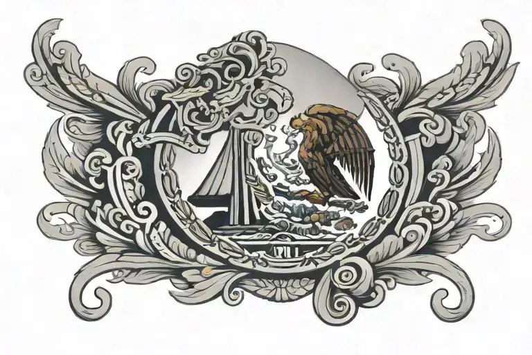 Mexico heritage tattoo with Mexican flag intertwined tattoo design idea