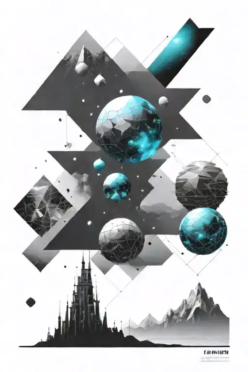 A Geometric Space Landscape Inspired By Technology Incorporating A Small Amount Of Cyan Tattoo tattoo design idea