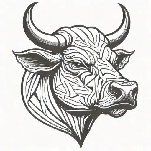 bull's head tattoo design idea