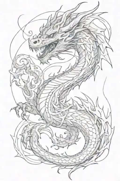 fine line dragon tattoo design idea