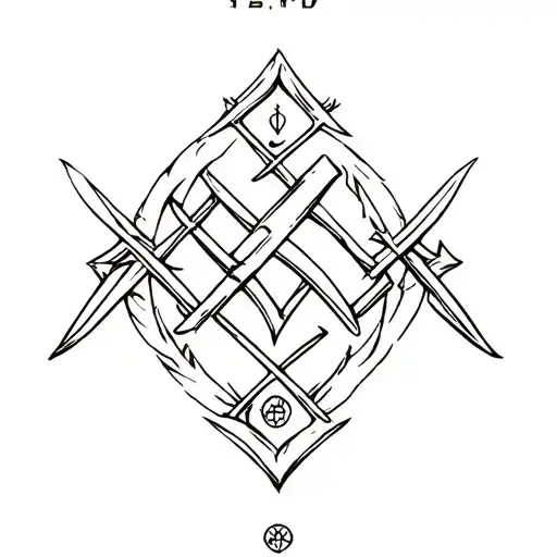 "Strength wisdom loyalty love " Bind Rune tattoo design idea