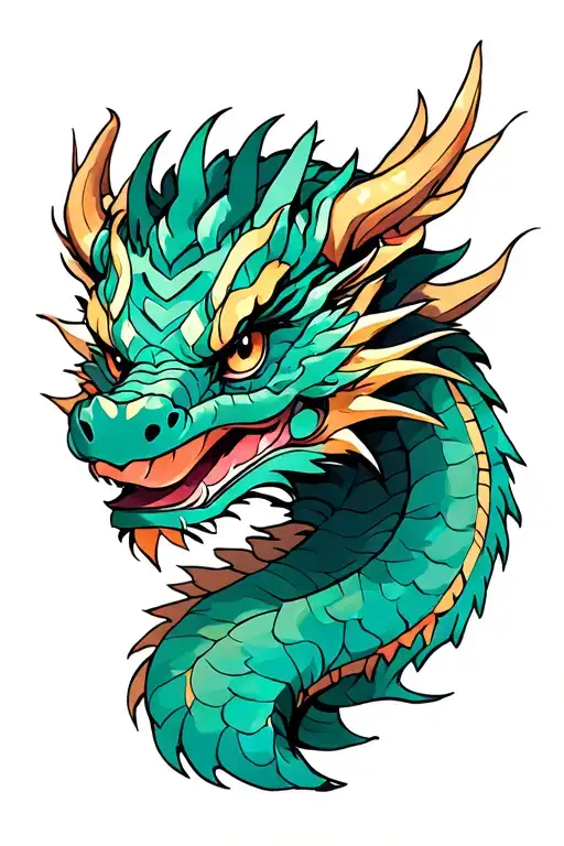 African American and Korean style dragon tattoo design idea