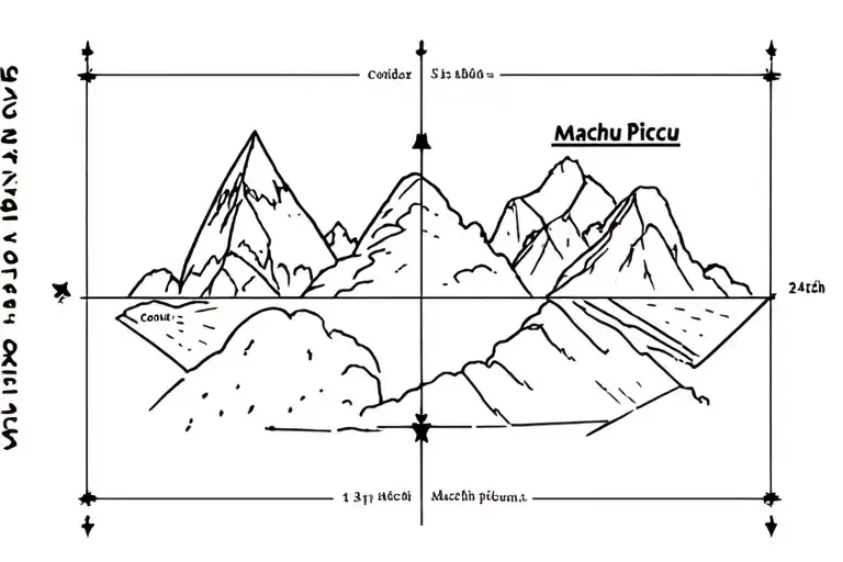 machu Picchu, condor, and coordinates for Machu Picchu  tattoo design idea