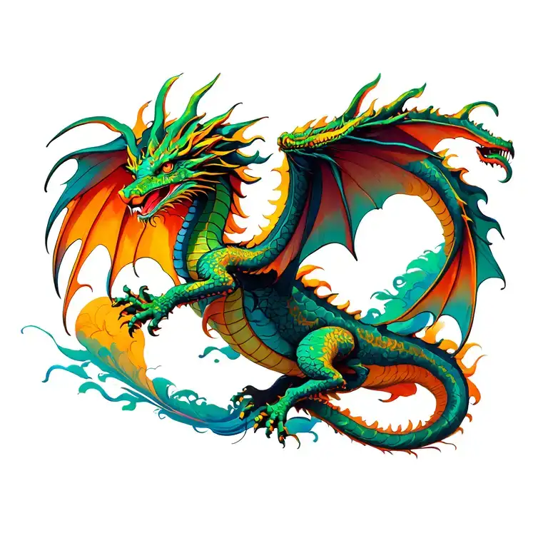 dragon flying female chest tattoo tattoo design idea