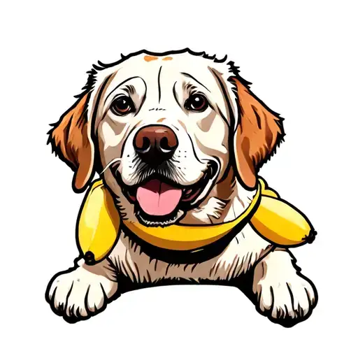 Labrador retriever banana costume tattoo design idea